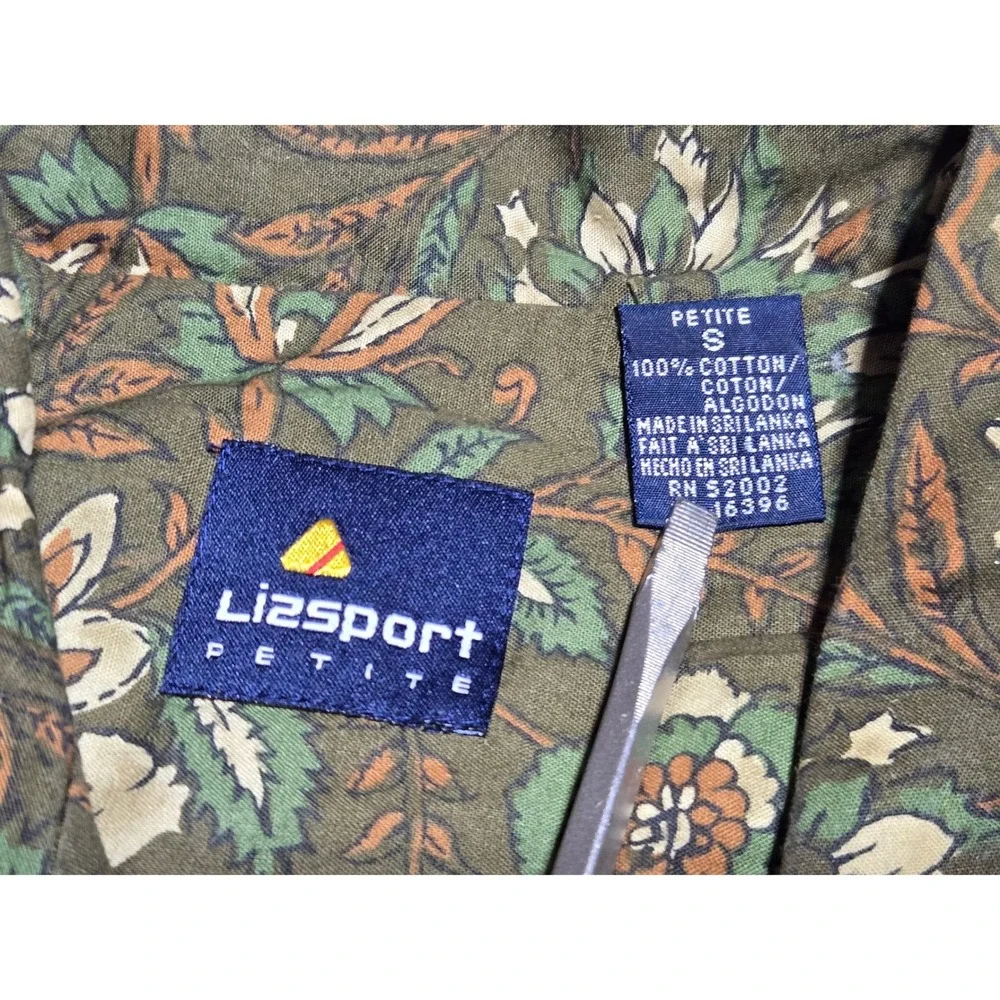 Tropical Floral‎ Cotton Shirt & Shorts Set Lizsport Women's S Olive Green